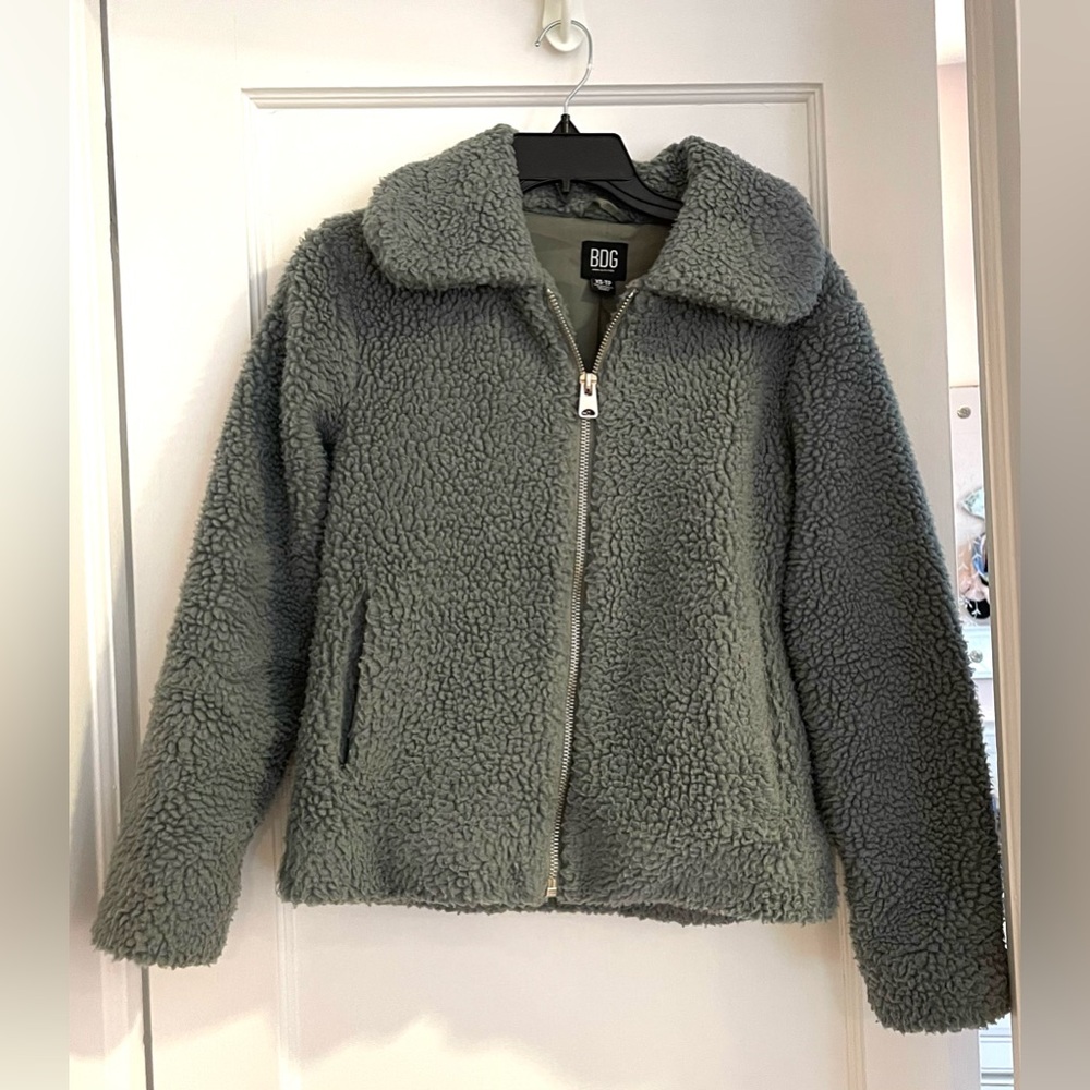 BDG Green Teddy Coat